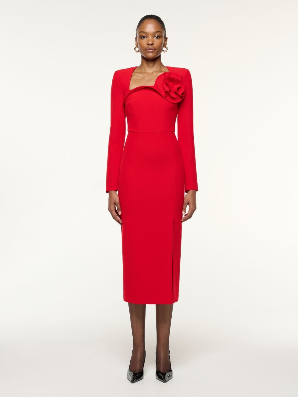 Roland Mouret Flower Detail Cocktail Midi Dress